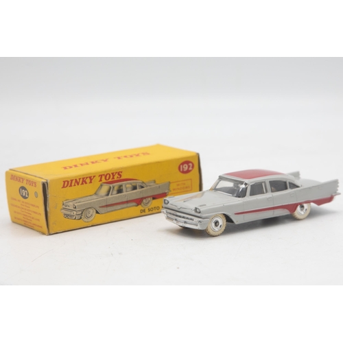 3056 - Dinky Toys 192 De Soto Fireflite Sedan, spun wheel hubs, correct grey colour spot, mint and boxed