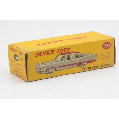 3056 - Dinky Toys 192 De Soto Fireflite Sedan, spun wheel hubs, correct grey colour spot, mint and boxed