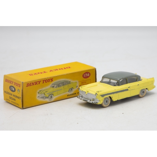 3061 - Dinky Toys 174 Hudson Hornet Sedan, light playwear, correct two-tone colour spot on crisp box, excel... 