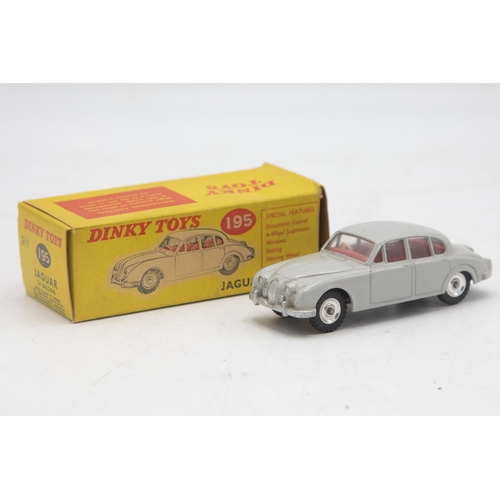 3062 - Dinky Toys 195 Jaguar 3.4 Saloon, spun hubs, correct grey colour spot, mint and boxed