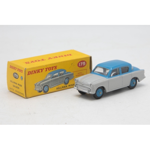 3063 - Dinky Toys 175 Hilman Minx Saloon, two-tone blue and grey, correct box colour spot,  mint and boxed