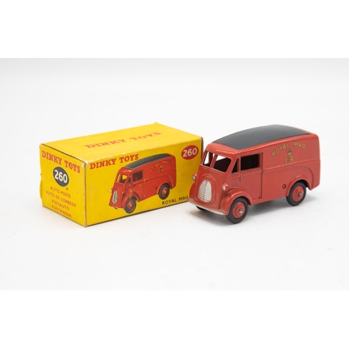 3073 - Dinky Toys  260 Royal Mail Van, slight box rub on black roof otherwise almost perfect model, crisp b... 