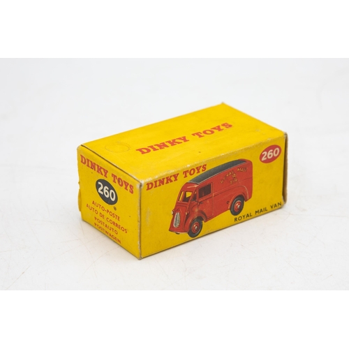 3073 - Dinky Toys  260 Royal Mail Van, slight box rub on black roof otherwise almost perfect model, crisp b... 