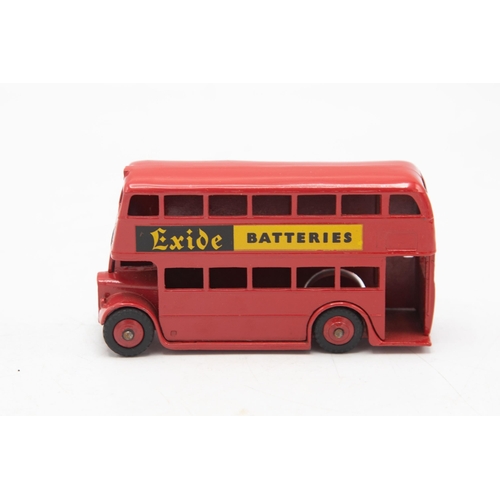 3078 - Dinky Toys  291 London Bus, No. 73 Excide Batteries, sharp box no tears, minor period graffiti, mode... 