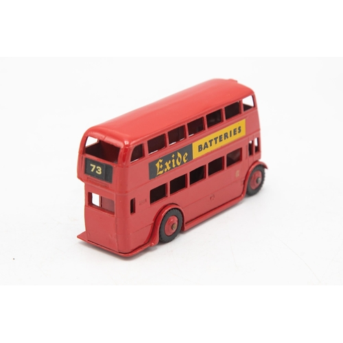 3078 - Dinky Toys  291 London Bus, No. 73 Excide Batteries, sharp box no tears, minor period graffiti, mode... 