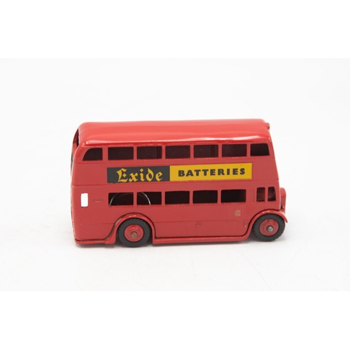 3078 - Dinky Toys  291 London Bus, No. 73 Excide Batteries, sharp box no tears, minor period graffiti, mode... 