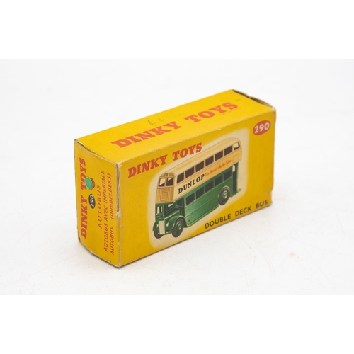 3079 - Dinky Toys 290 Double Deck Bus, green and cream, bright example, Dunlop transfers,  minor repairs on... 