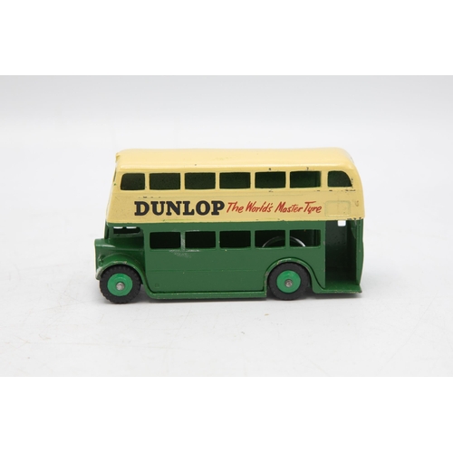 3080 - Dinky Toys 290 Double Deck Bus, green and cream, Dunlop transfers, correct colour spot, minor tears ... 