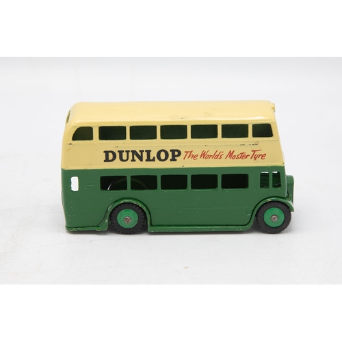 3080 - Dinky Toys 290 Double Deck Bus, green and cream, Dunlop transfers, correct colour spot, minor tears ... 