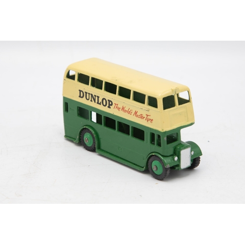 3080 - Dinky Toys 290 Double Deck Bus, green and cream, Dunlop transfers, correct colour spot, minor tears ... 