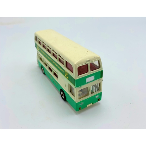 3083 - Dinky Toys 293 Leyland Atlantean Bus, green and white, spun hubs, 'BP  is the Key to Better Motoring... 