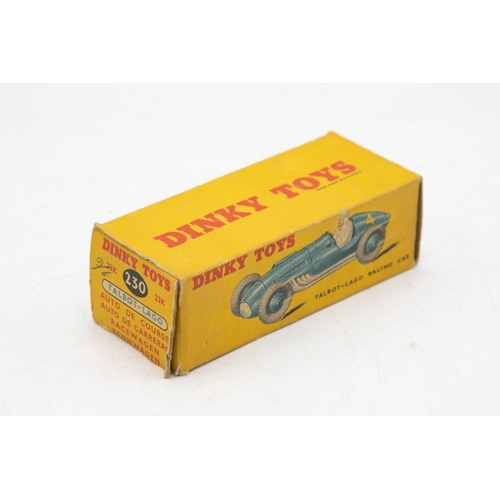 3086 - Dinky Toys 230 (23K) Talbot-Lago Racing Car, one end-flap taped, crisp box, tiny chip on tail, very ... 