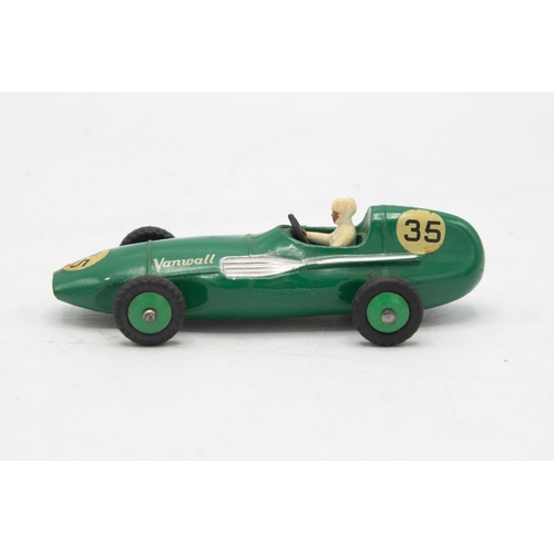 3090 - Dinky Toys 239  Vanwall Racing Car, crisp box, no. 35 racing roundels slight edge wear, near mint an... 