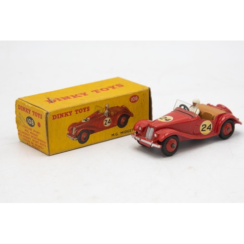 3097 - Dinky Toys 108 M.G Midget Sports, crisp box with correct colour spot, exceptional, mint and boxed