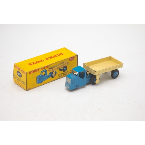 3102 - Dinky Toys 415 Mechanical Horse and Open Wagon, model excellent with trailer, very minor play-wear, ... 