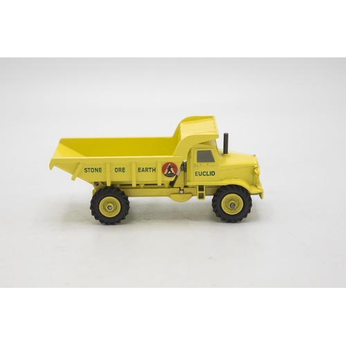 3104 - Dinky Toys 965 Euclid Rear Dump Truck, late picture box showing a forest clearing construction site,... 