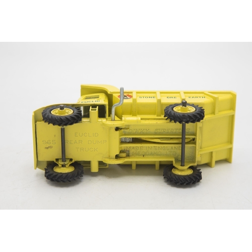 3104 - Dinky Toys 965 Euclid Rear Dump Truck, late picture box showing a forest clearing construction site,... 