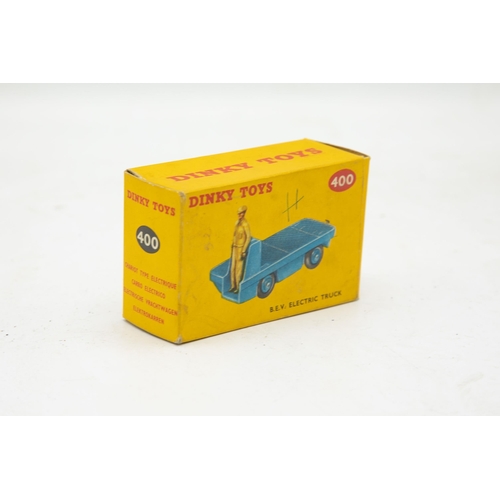 3107 - Dinky Toys 400 B.E.V Electric Truck, crisp box, dark blue version, excellent and boxed