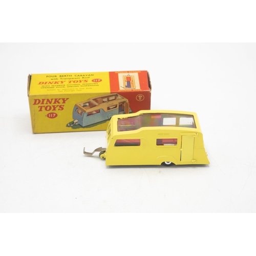 3115 - Dinky Toys 117 Four Berth Caravan with Transparent Roof, opening door, late type box, mint and boxed