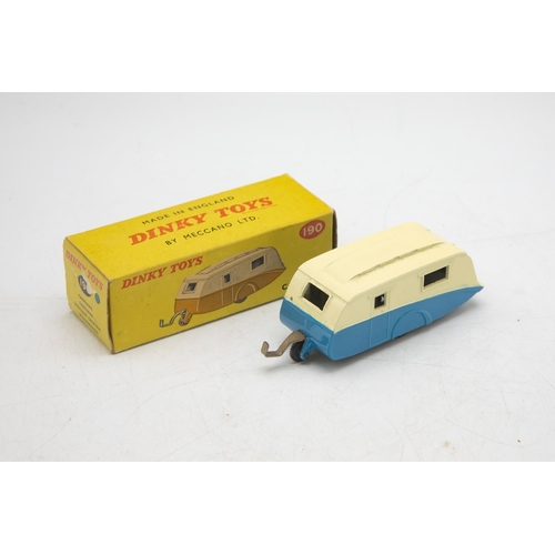 3116 - Dinky Toys 190 Caravan, very near mint (two chips), crisp clean excellent box with correct colour sp... 