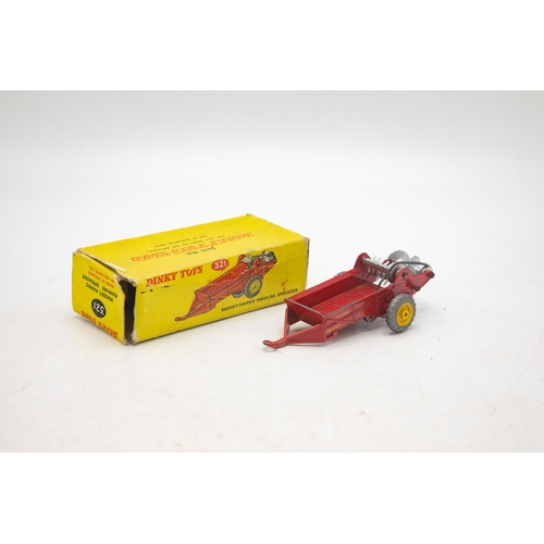 3119 - Dinky Toys 321 Massey-Harris Manure Spreader with cast metal wheels, Excellent condition with minor ... 