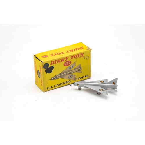 3126 - Dinky Toys 737 P.1B. Lightning Fighter, dark grey metallic, nose antenna tip present but drooping, b... 