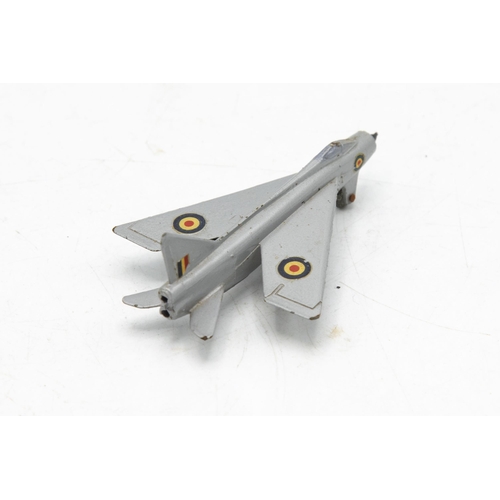 3126 - Dinky Toys 737 P.1B. Lightning Fighter, dark grey metallic, nose antenna tip present but drooping, b... 