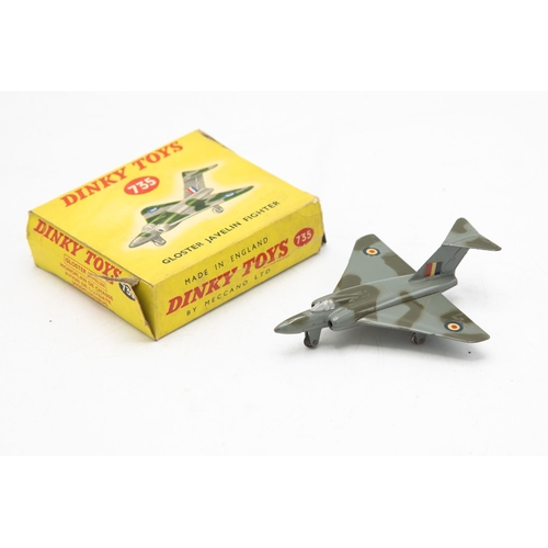 3130 - Dinky Toys, 735 Gloster Javelin Fighterr, one small end-flap missing, small tear on main end flap, m... 