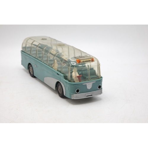 3135 - Mettoy Playthings Luxury Motor Coach 920, push n'go flywheel motor, plastic body, tin-plate removabl... 