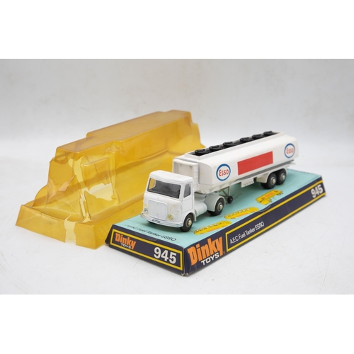 3151 - Dinky Toys 945 A.E.C Fuel Tanker, old shop stock, exceptional condition model with hoses, Mint and b... 