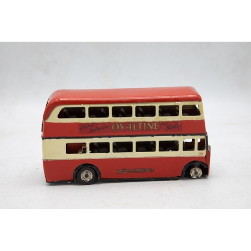 3162 - Tri-ang Minic 60M Double Deck Bus, tin-plate, transfers excellent, 'London Transport' No. '177' dest... 