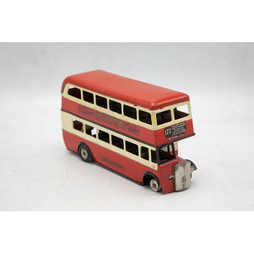 3162 - Tri-ang Minic 60M Double Deck Bus, tin-plate, transfers excellent, 'London Transport' No. '177' dest... 