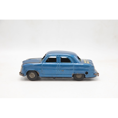 3165 - Tri-ang Minic Zephyr Six saloon car 'Monte Carlo Rally Winner 1953' , transfer on boot, bright metal... 