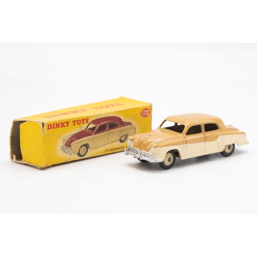 3166 - Dinky Toys 172 Studebaker Land Cruiser, two-tone correct colour spot on box, two end-flaps missing, ... 