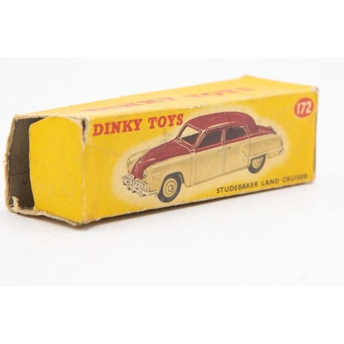 3166 - Dinky Toys 172 Studebaker Land Cruiser, two-tone correct colour spot on box, two end-flaps missing, ... 