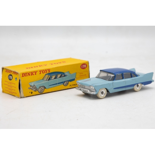 3167 - Dinky Toys 178 Plymouth Plaza, white tyres, one small end-flap missing, correct colour spot, near Mi... 