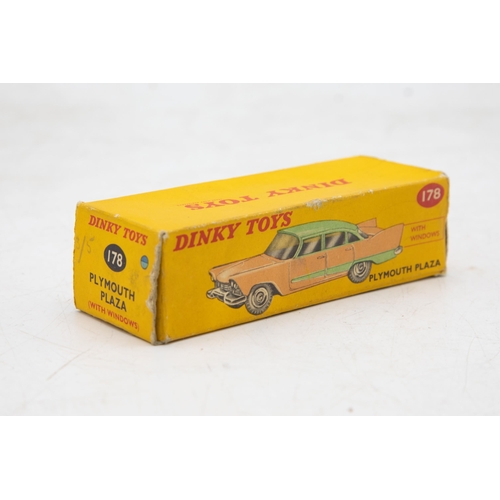 3167 - Dinky Toys 178 Plymouth Plaza, white tyres, one small end-flap missing, correct colour spot, near Mi... 