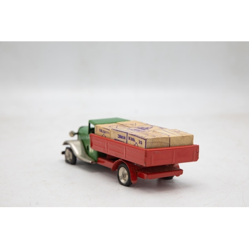 3168 - Tri-ang Minic Delivery Lorry 25M, clockwork working, with load of six crates and unusually clear ste... 