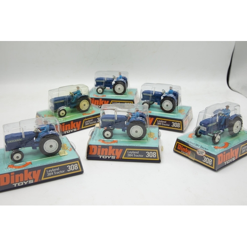 3173 - Dinky Toys Leyland 308 Tractor 384, factory 6 pack, in original plain cardboard factory box with Din... 