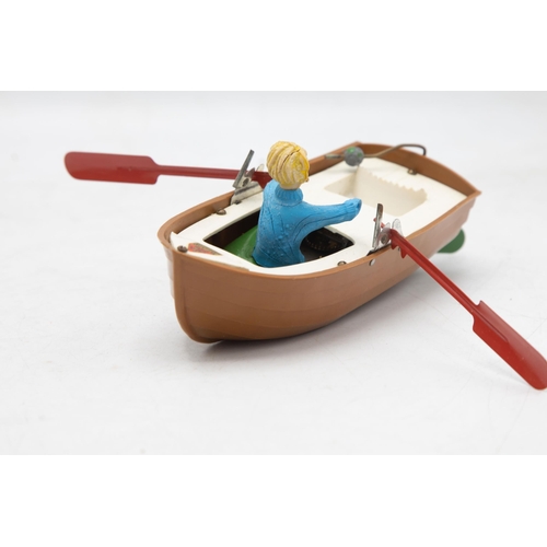 3174 - Tri-ang Minic Clockwork Rowing Boat, Jack in the Boat, working and charming idea, with Instruction a... 