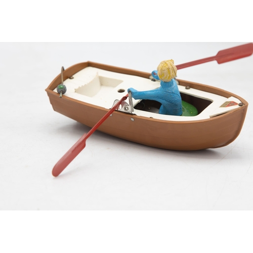 3174 - Tri-ang Minic Clockwork Rowing Boat, Jack in the Boat, working and charming idea, with Instruction a... 