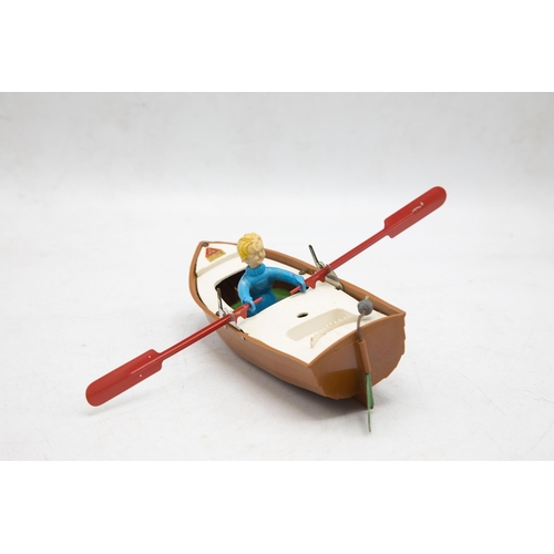 3174 - Tri-ang Minic Clockwork Rowing Boat, Jack in the Boat, working and charming idea, with Instruction a... 