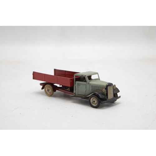 3184 - Tri-ang Minic 25M pre-war Delivery Lorry,'Shell' petrol can on running board, red back grey cab, mis... 