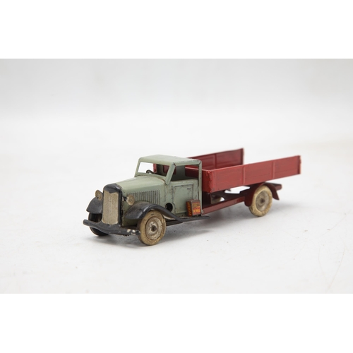 3184 - Tri-ang Minic 25M pre-war Delivery Lorry,'Shell' petrol can on running board, red back grey cab, mis... 