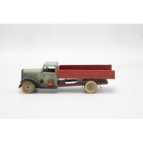 3184 - Tri-ang Minic 25M pre-war Delivery Lorry,'Shell' petrol can on running board, red back grey cab, mis... 