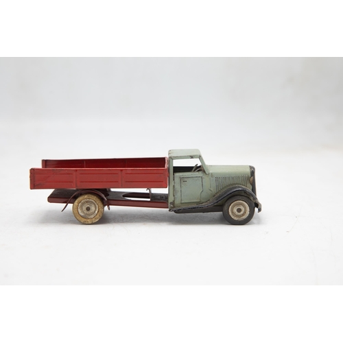 3184 - Tri-ang Minic 25M pre-war Delivery Lorry,'Shell' petrol can on running board, red back grey cab, mis... 