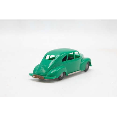 3185 - Tri-ang Minic Push and Go Jowett Javelin, green plastic body on tin-plate base, mint and boxed