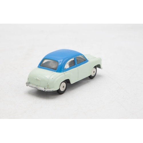 3195 - Corgi Toys 202 Morris Cowley Saloon, two tone blue roof blue/mint green,  tin base, end flap missing... 