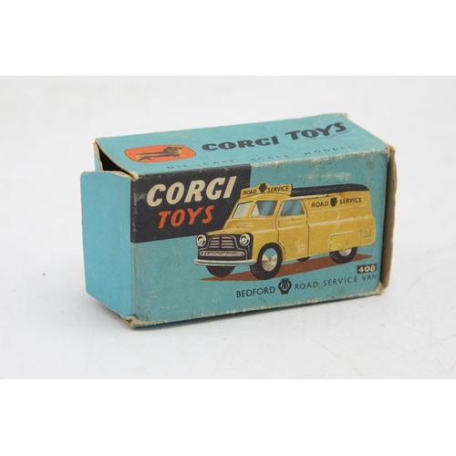 3197 - Corgi Toys 408 Bedford AA Road Service Van, some chips, main box end-flap missing, very good and box... 