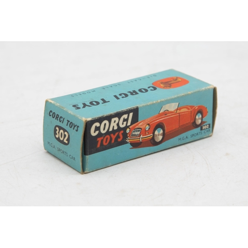 3202 - Corgi Toys 302 M.G.A Sports Car, red, early box, excellent and boxed